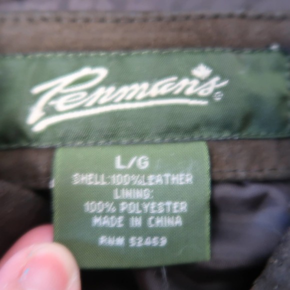 Vintage Penman's Men's olive green suede leather zip front bomber jacket L - Picture 6 of 6